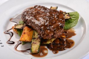 Steak and roasted veg at Dulce Restaurant by Neil Forman Photographer